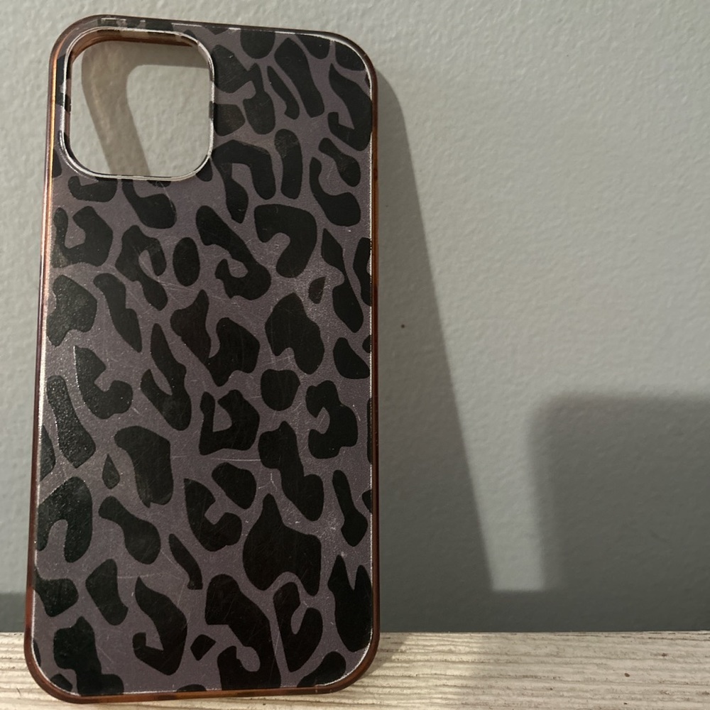 used iphone 12 black cheetah print case